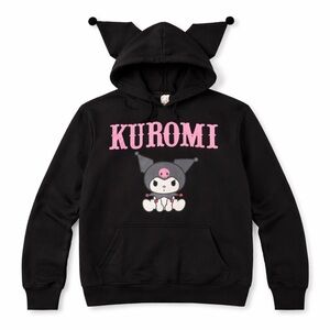 Kuromi Hoodie Plush Ear Sanrio Cosplay Kawaii Anime Black Hoodie Pullover S NWT